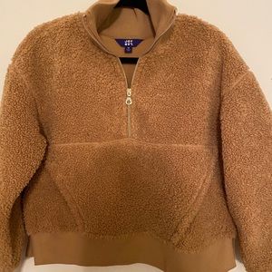 Tan Sherpa Half zip Pullover